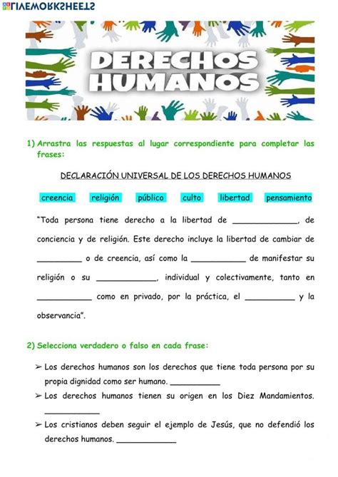 Los Derechos Humanos Worksheet Actividades Para Primaria Que Es La