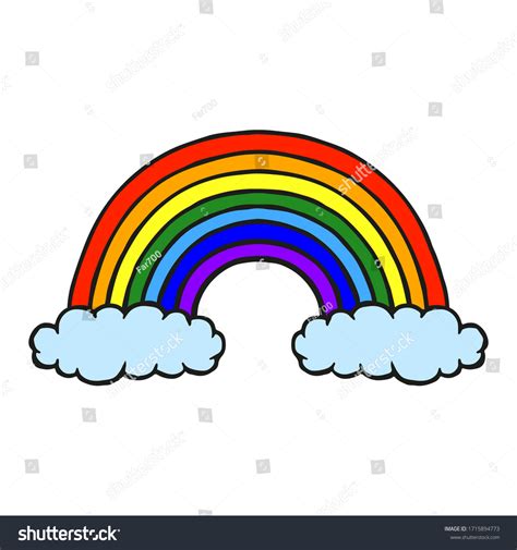 Beautiful Cartoon Rainbow Clouds Front View Stock Vector Royalty Free