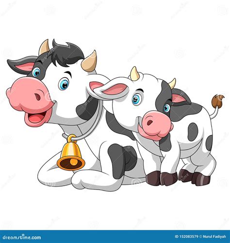 Cute Cow Mother With Baby Calf Cartoon Vector | CartoonDealer.com #66923565