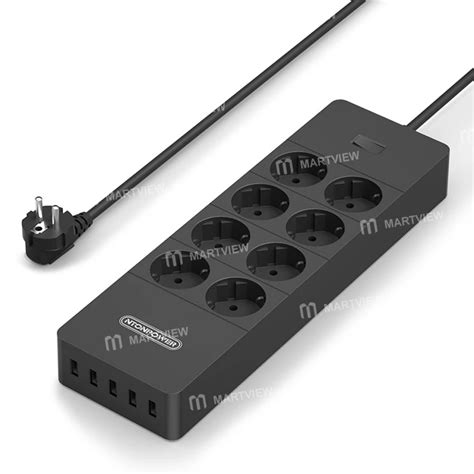 Ntonpower HPC 8A5U 8 AC Outlets Surge Protector Power Strip With 5 USB