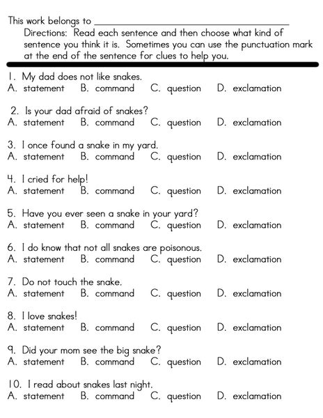 Types Of Sentences Worksheet For 7th 9th Grade Lesson Planet