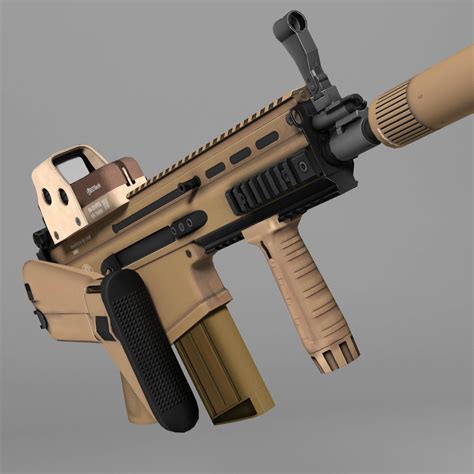 Assault Rifle Fn Scar H Low Poly D Model Fbx Obj Max Free D