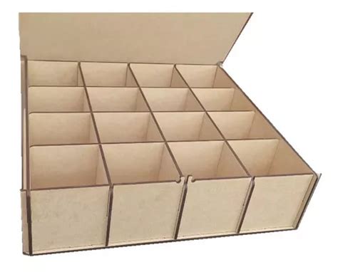 Caja De Madera Mdf Para Te 16 Divisiones