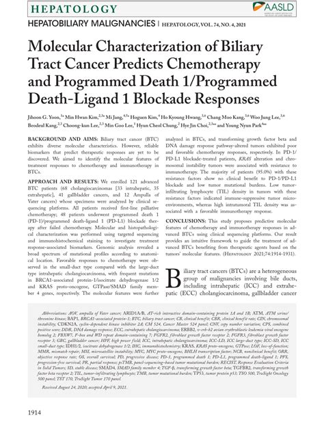 PDF Molecular Characterization Of Biliary Tract Cancer Predicts