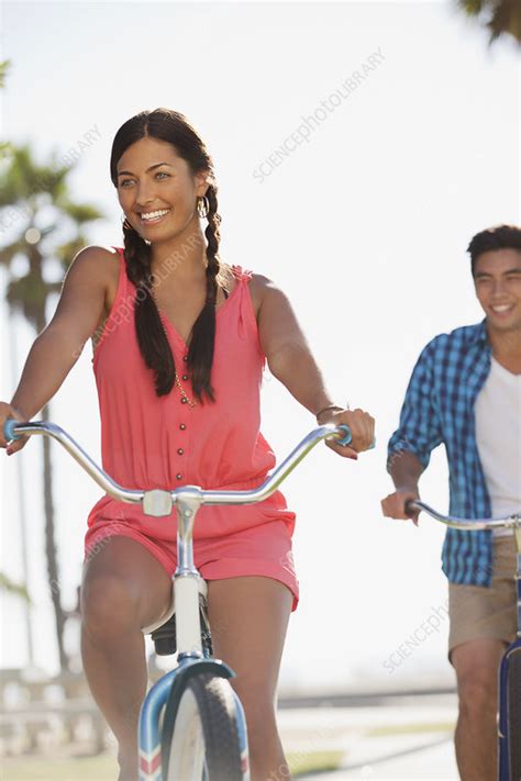 Smiling Couple Riding Bicycles Together Stock Image F0135293