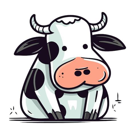 Vaca de desenho animado bonita Ilustração vetorial isolada em fundo