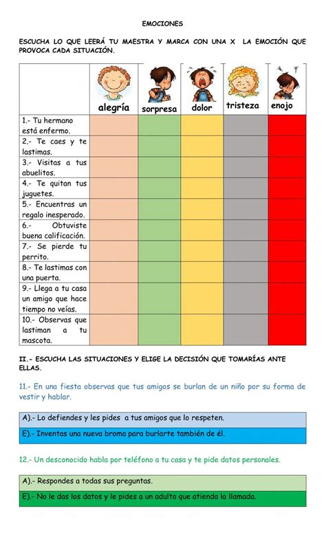 Ficha De Emociones En Pdf Online Social Emotional Skills Social