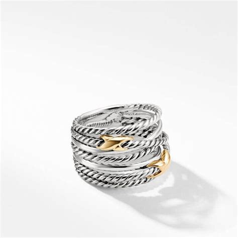 David Yurman Double X Crossover Ring In Sterling Silver With 18K Yellow