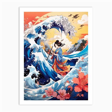 The Great Wave off Kanagawa - Anime Style 1 Art Print by Vitalka - Fy