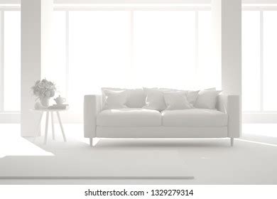 White Minimalist Room Interior Sofa On Stock Illustration 2278956493 ...