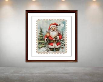 Santa Stamp Cross Stitch Pattern Vintage Santa Claus Counted Cross