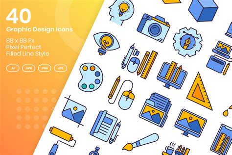 Graphic Design Icons Filled Line Graphic By Kmgdesignid Creative