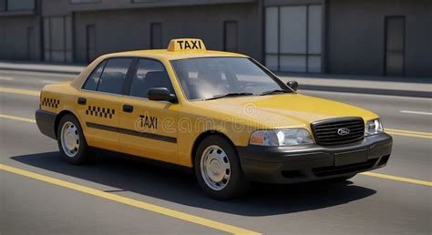Yellow Taxi Driving on City Road during the Day Stock Illustration ...