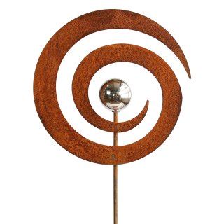 Rost Gartenstecker Mit Spirale Und Edelstahlkugel Edelrost Gartende