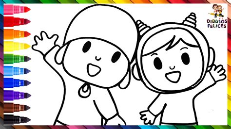 Dibuja y Colorea A Pocoyó Y Nina Dibujos Para Niños YouTube