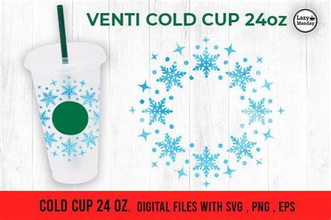 Snow Flake Winter 24oz Venti Cold Cup Graphic By Lazy Monday