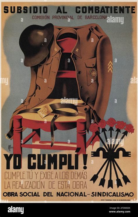 Spanish Civil War Propaganda Poster Batant Subsidy Provincial Commission Of Barcelona