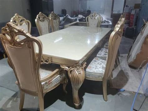 Marble Top 8 Seater Carved Oak Wood Dining Table Set At Rs 185000 Piece