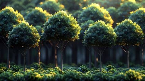 Premium Photo Golden Hour Serenity A Lush Forest Of Elegantly Trimmed