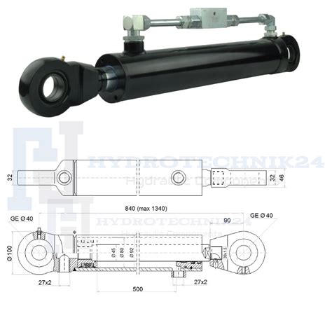 Hydraulikzylinder Doppeltwirkend Cj F Mit Gelenkaugen Mm