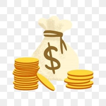 Money Coin PNG Picture, Bunch Of Coins And White Money Bag, Money Bag ...