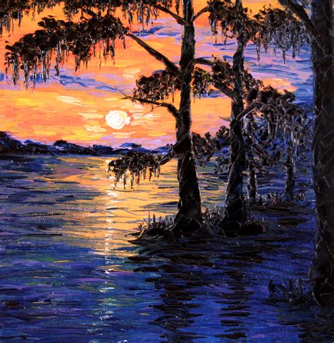 Louisiana Swamps Original Painting Sunset Louisiana Swamps Etsy