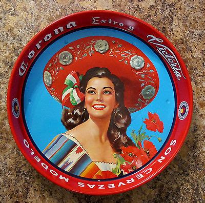 Mexican Tin Tray Corona Extra La Cerveza Mas Fina Victoria Beer