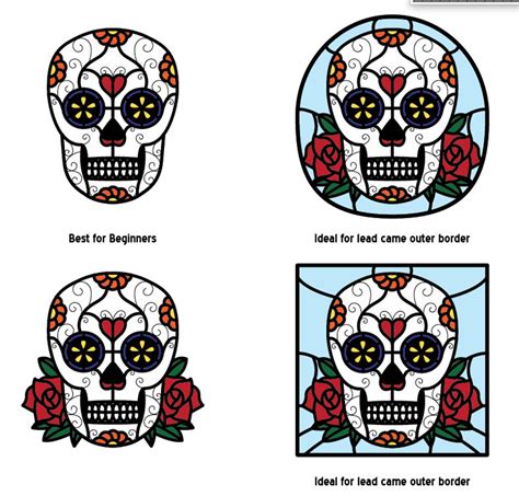 Digital Stained Glass Pattern Dia De Los Muertos Sugar Skull Day Of The Dead Sugar Skull Resale