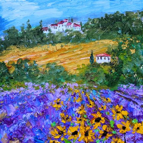 Karen Tarlton: Original oil painting Provence Sunflowers and Lavender ...