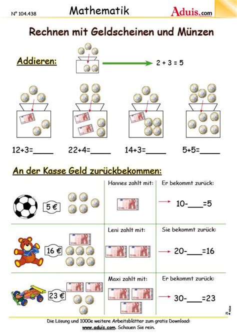 Euro And Cent Arbeitsblätter Mathematik Größen Rechnen Mit Geld Mathe Unterrichten Mathe