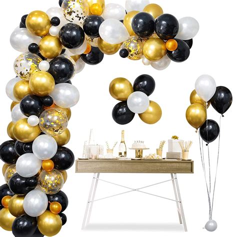 Black Gold Balloon Arch Kit Pcs Metallic Gold Black Balloon Garland