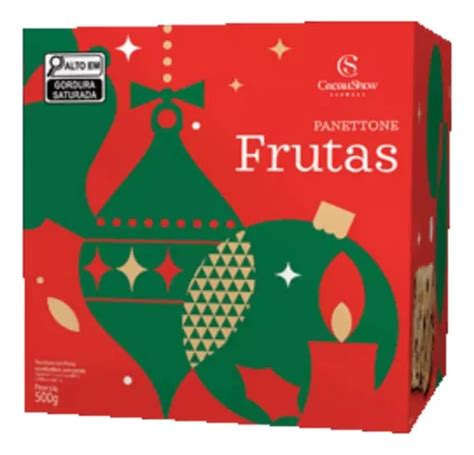 Panettone Frutas Cristalizadas Cacau Show 450g Natal Present MercadoLivre