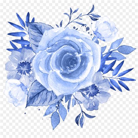 Watercolor painting Blue Flower - Light blue watercolor flowers png ...