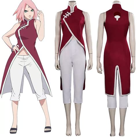 Sakura Haruno Cosplay Costumes, Sleeveless Red Qipao Dress Uniform ...