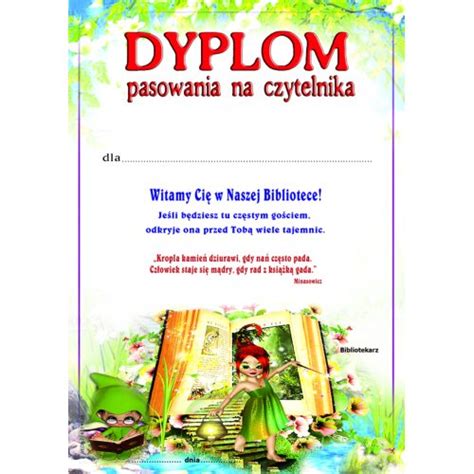 Dyplom Pasowania Na Czytelnika B855 Veda Szkola Pl