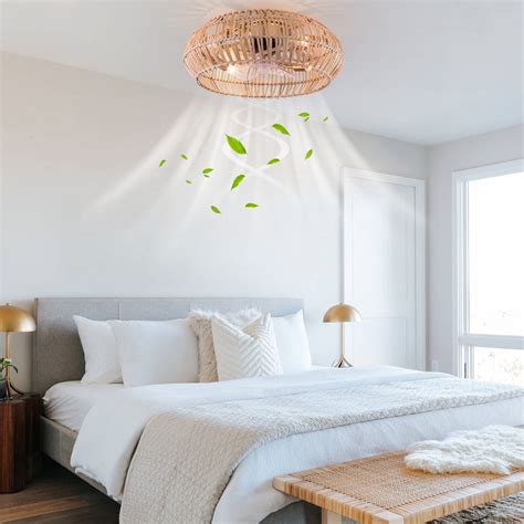 Miumaeov Ceiling Fan With Light Cage Low Profile Bladeless