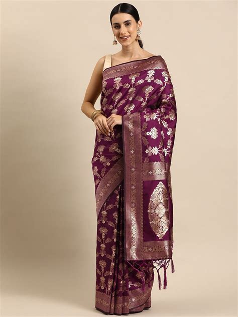 Buy Panchaamrit Ethnic Motifs Zari Banarasi Saree Sarees For Women