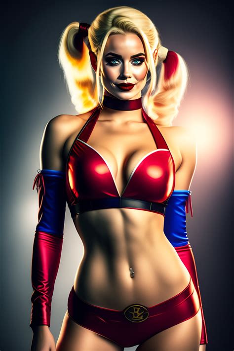 Lexica Fullbody Shot Of Flirty Harley Quinn Wearing Bikini Model