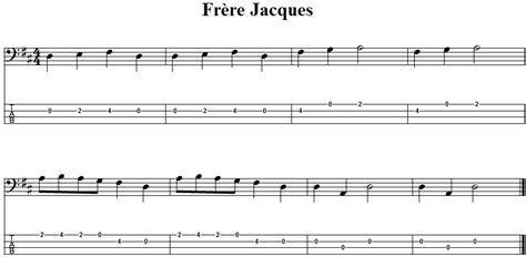 Frere Jacques: Bass Guitar Tab and Sheet Music