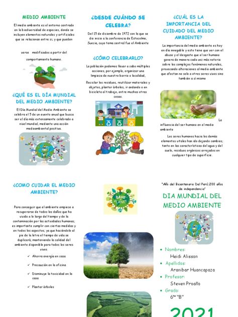 Triptico Del Medio Ambiénte Pdf Entorno Natural Residuos