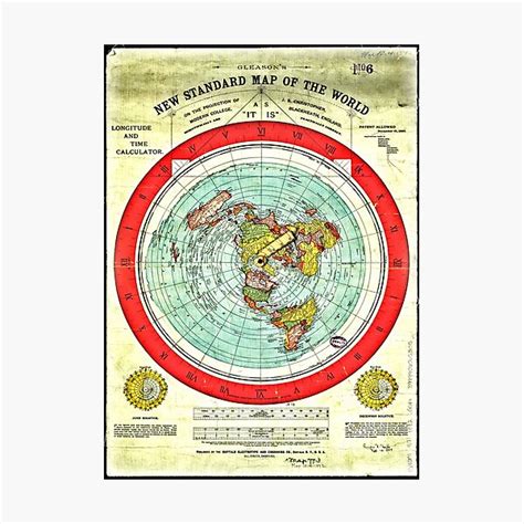 Lámina Fotográfica Mapa Plano De La Tierra De Gleason 1892 Investigación Tierra Plana De