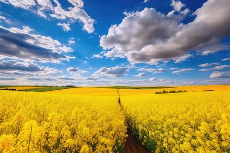 Premium Ai Image Captivating Vistas Majestic Yellow Flower Fields