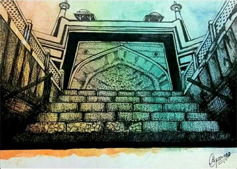 Humayuns Tomb Water Colour Pen Sketching From The Photo By Yash