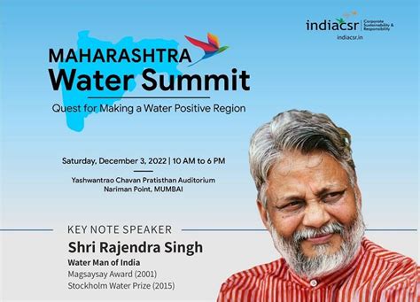 Waterman Rajendra Singh A Keynote Speaker At Maharashtra Water Summit