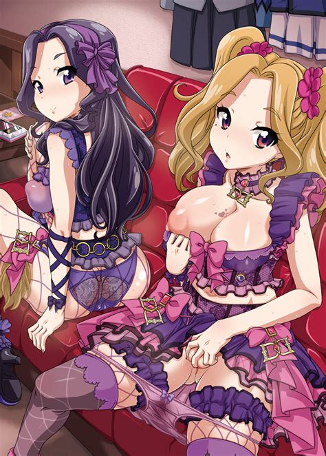 Rule 34 2girls Aikatsu Black Hair Blonde Hair Blush Breasts Brown