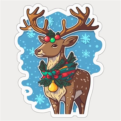 Premium Vector Christmas Deer Sticker Xmas Reindeer Stickers