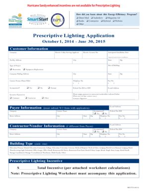 Fillable Online Prescriptive Lighting Application NJ Clean Energy Fax