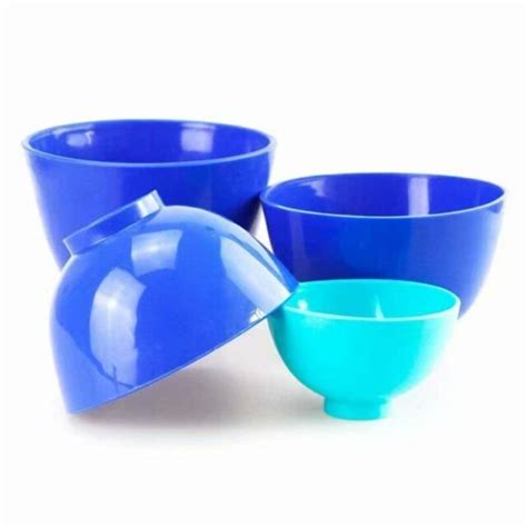 4pcs Dental Lab Rubber Mixing Bowls Flexible Silicone Bowls Color Blue