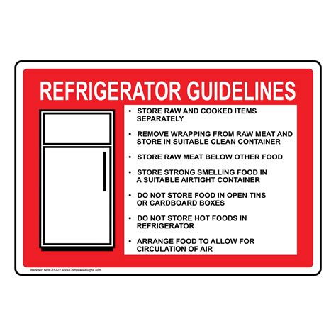 Refrigerator Guidelines With Symbol Sign Nhe 15722 Safe Food Handling