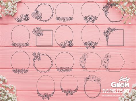 Flower Frames Svg Bundle Wreath Svg File Flower Wreath Svg Etsy